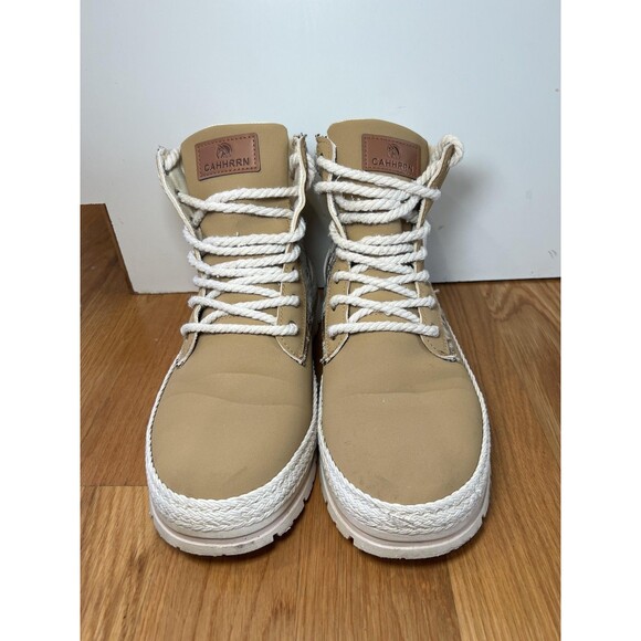 CAHHRRN Shoes Mens Size 11 Tan Camo High Top Lace Up Fashion Casual Ankle Boots - Picture 2 of 12